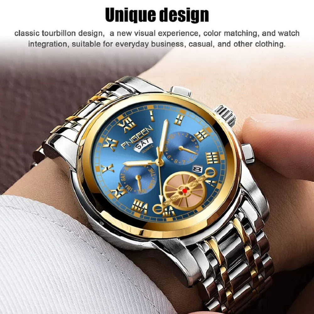 Tourbillon Business Analog Wristwatch Waterproof Quartz Mens Classic Watch Dial