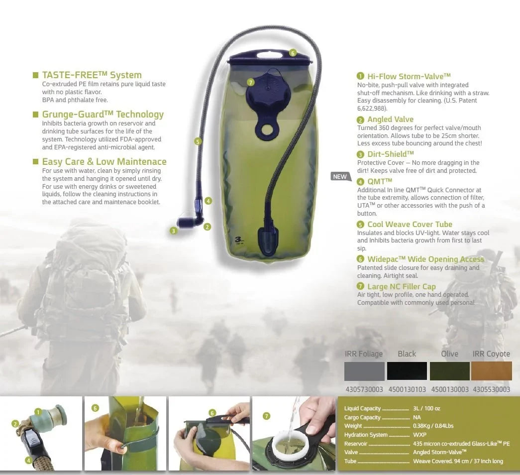 Source System WXP 2Liter Storm with Valve, Hydration Black Reservoir Tactical