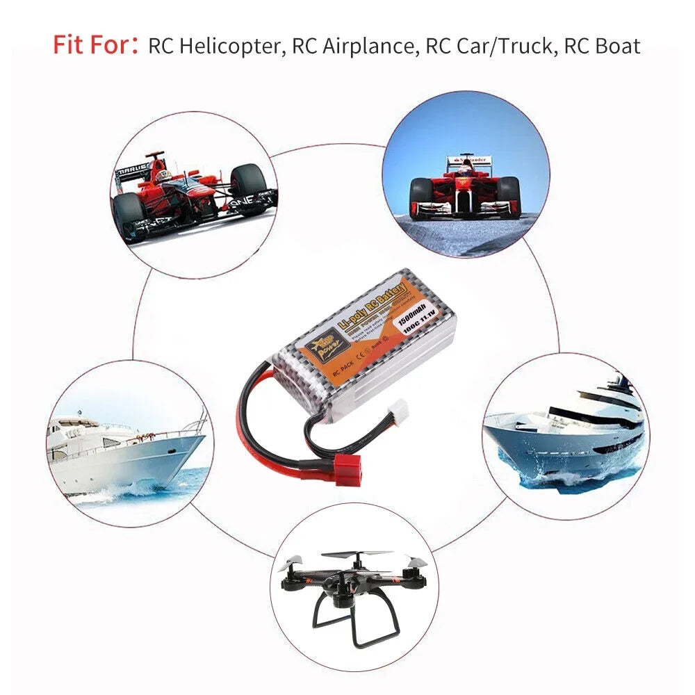 for 1500mAh RC Airplane Plug 3S FancyWhoop Car Flight 100C 11.1V DIY Battery Lipo Drone T