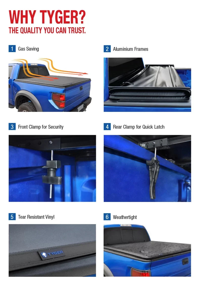 2010 Tonneau feet TG-BC3D1015 Trifold 2012 Pickup 2015 Dodge Ram Cover (NOT Cargo Cover Stepside) (69.6 Tonno 1500 2013 Truck Bed inch) Fits 2014 2009-2016 2011 TYGER Tri-Fold 5.8 For