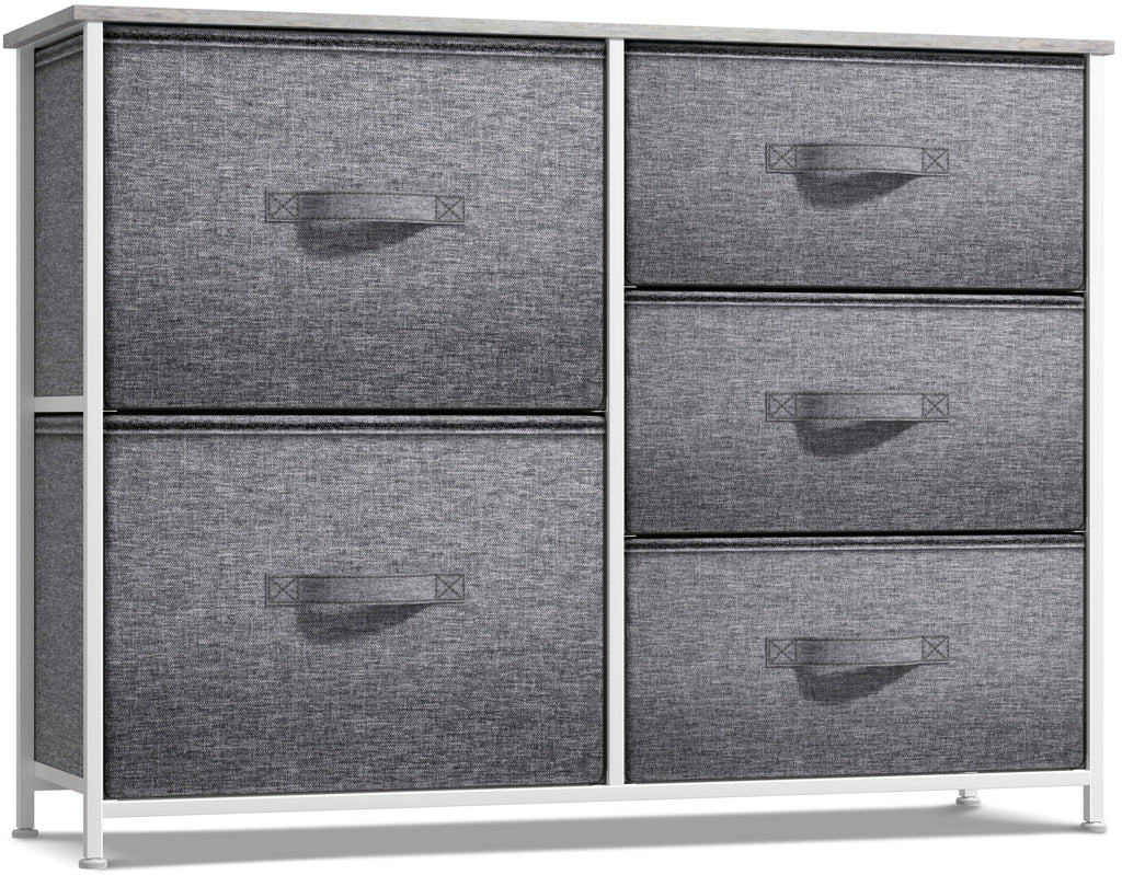 Steel Sorbus 5-Drawer Dresser: Closet Organization, Bedroom, Hallway, Frame, Gray