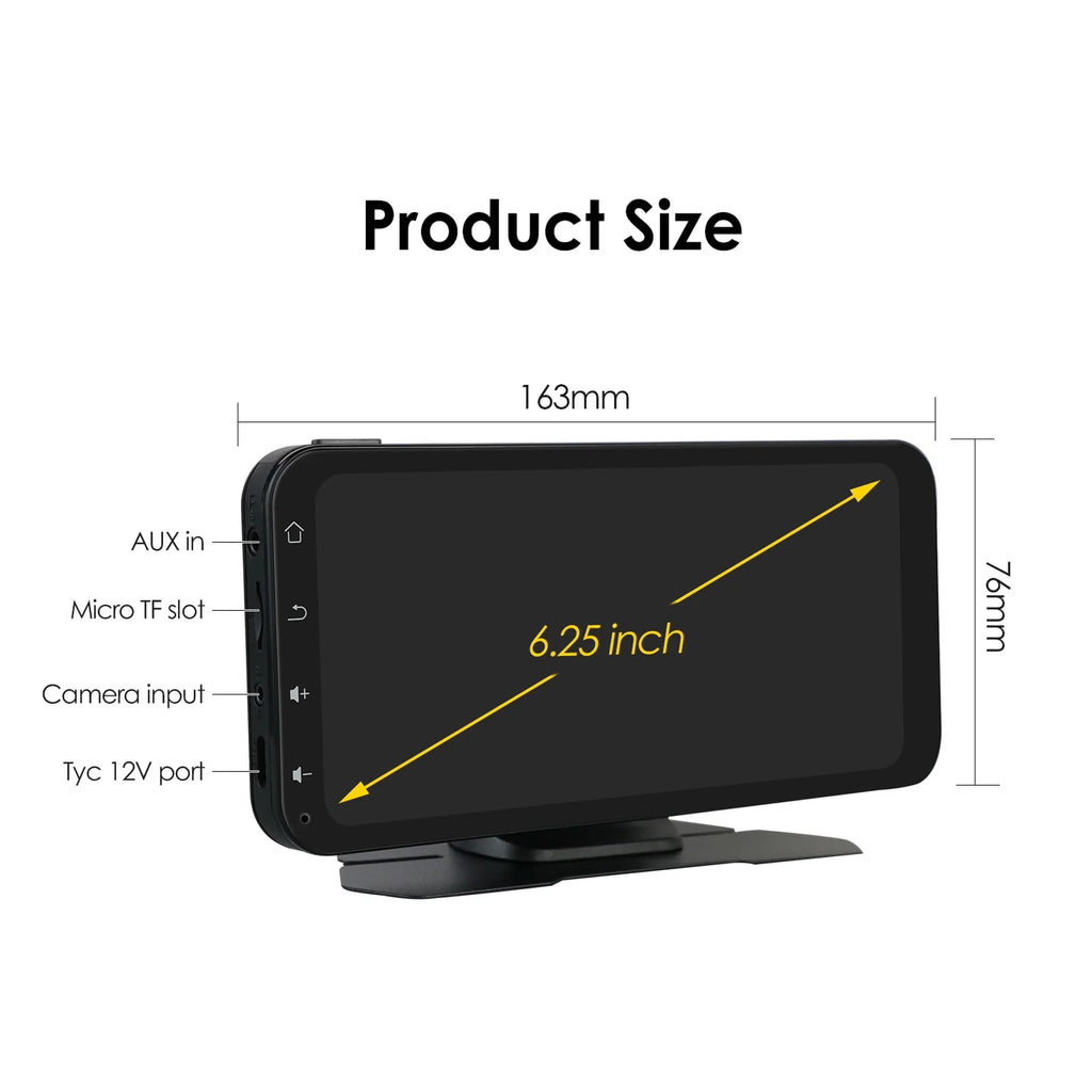 Android With Apple Auto Ossuret Adjustable GPS Camera Receiver Wireless Audio 360° Support Backup Touchscreen Carplay Bluetooth Car Stereo Navigation 6.25" Radio