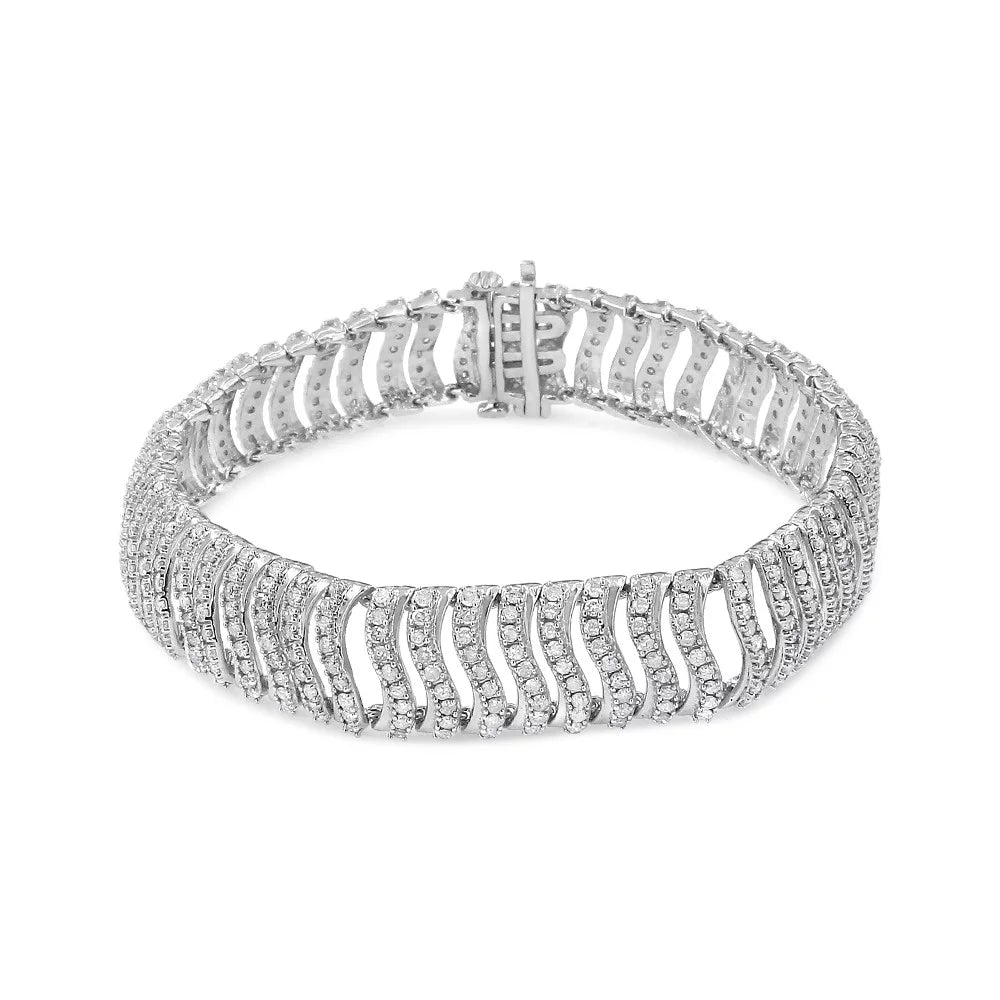 Link Diamond Round-Cut Bracelet Silver "S" 5.00 I3 Clarity) Color, 7.25 .925 Cttw (I-J - Size Sterling