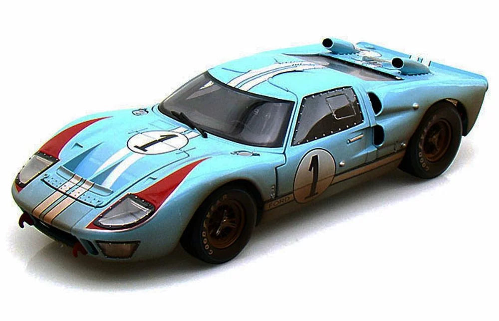 Blue - II Car SC405 w/ Display Model 1/18 GT-40 Package Display Shelby Ford & Diecast w/LED Case 1966 Gulf - Diecast Car - MK Scale Dirt, Toy #1 Collectibles Case LED