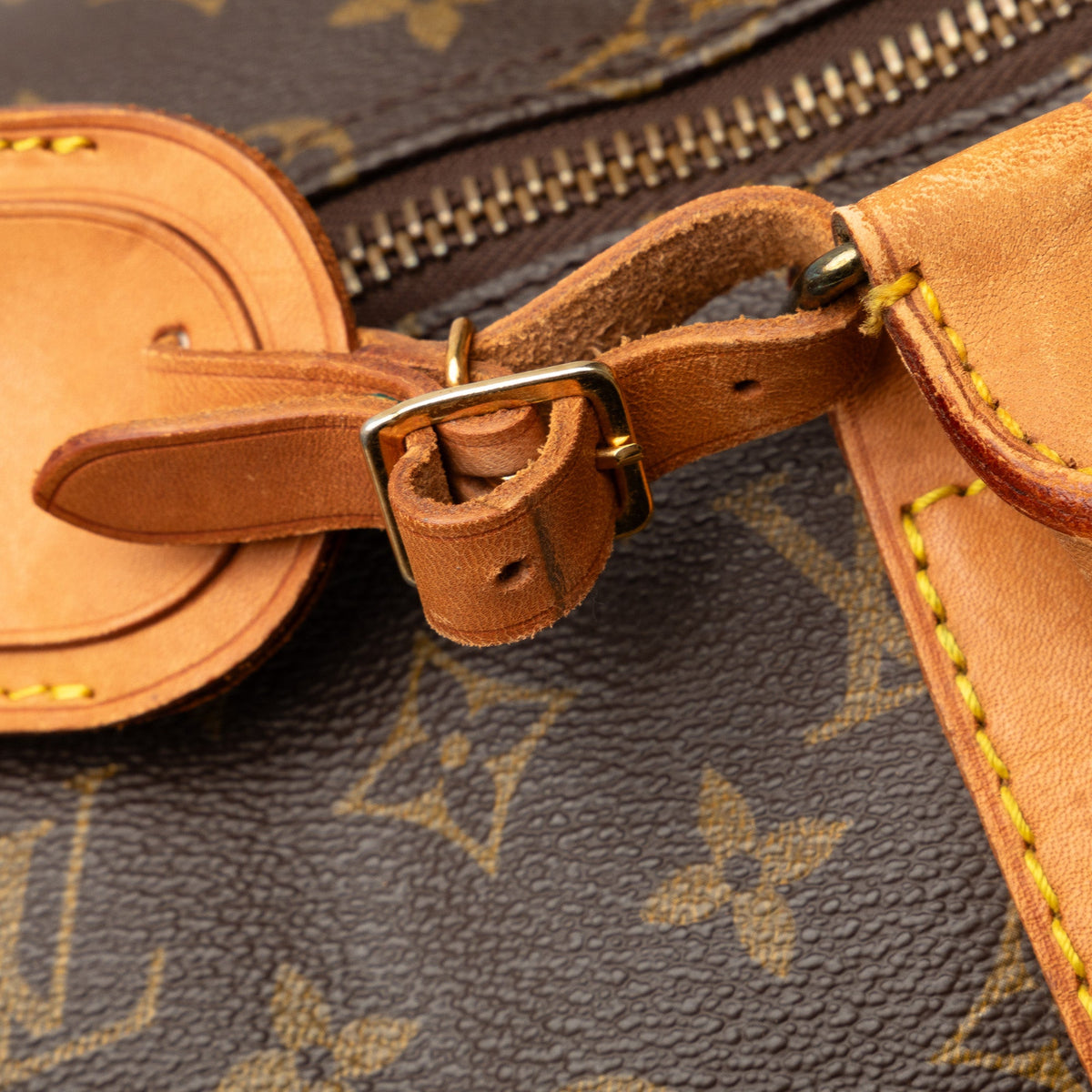 (Good) 55 WeekenderBag Brown Bag Travel Pre-Owned Monogram Keepall Louis Authenticated Canvas Vuitton Unisex