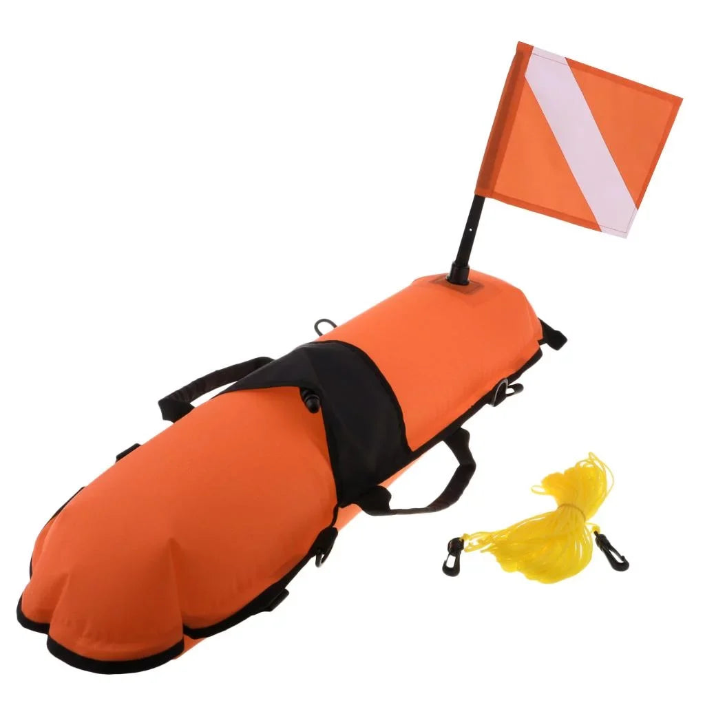 Buoy Inflator Diver D-, Oral Visible 20m High , Spearfishing, Scuba Diving Flag, Safety Freediving Float with Snorkeling,