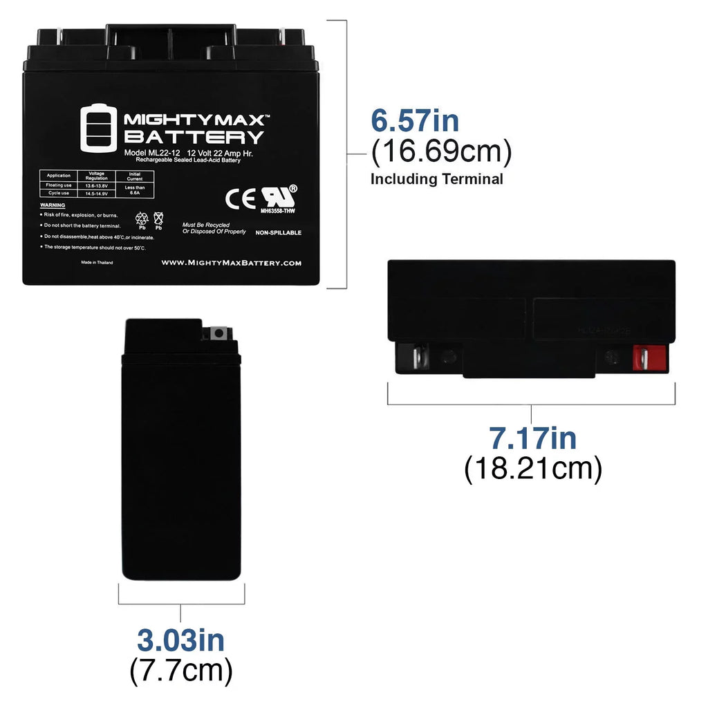 22AH SLA Battery Scooter Replaces Rascal Series R200/R500 12V
