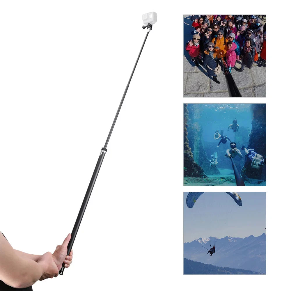 One Handheld Fiber OSMO Extendable Lightweight Hero 10/9/8/7/6/Hero R Action Ultra C Monopod 5 Black(2018) Stick Replacement Carbon Long Replacement GoPro Inch for Selfie for Pole 2.7M/106
