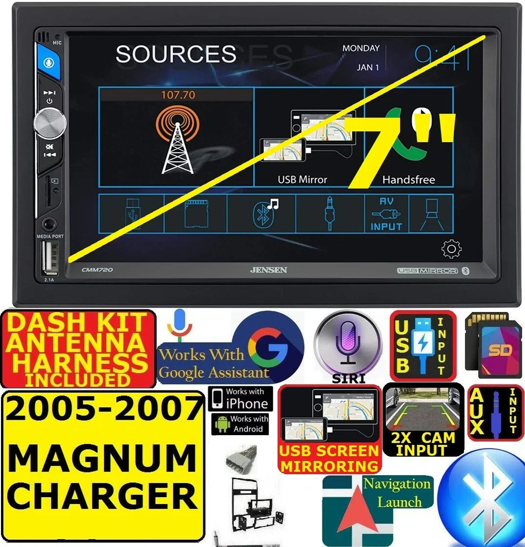 INSTALLATION HARNESS, WHEN SPECIFIC HARDWARE MAGNUM INCLUDES DASH INCLUDING FITS RADIO PKG. ADAPTER USB/BLUETOOTH STEREO VEHICLE AND AM/FM KIT, ANTENNA CHARGER CAR WIRE 05-07 DODGE TOUCHSCREEN