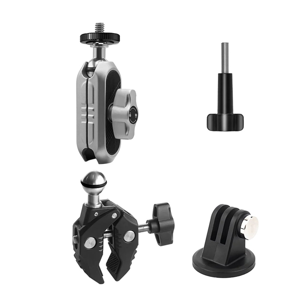 with Head, Camera Load DJI, Aluminum Dual Ball - Capacity, AKASO, Mount Handlebar Insta360 Clamp Rotatable 11/10/9/8/7, Alloy Bicycle Hero Adapter, 1.5kg Adapter, Compatible