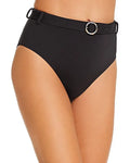Aqua US Large High-Waist Swim Belted Bottom, BLACK Bikini