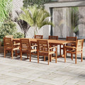 Dining 9-Piece Seating Rectangular Set, Capacity: Brooks Eucalyptus 8 Amazonia Extendable Patio