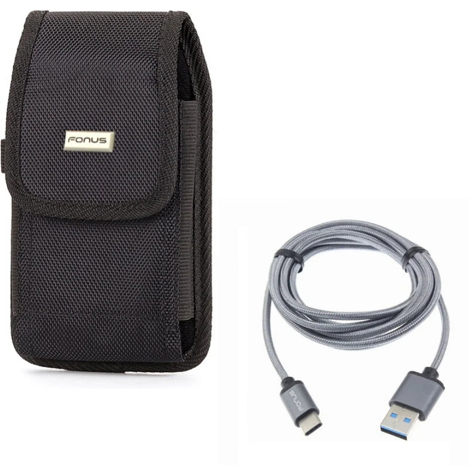 Coolpad Gray Sync BLU Rapid for Belt w 10ft Type-C Vivo XL Holster Charge Long XL Durable - 3 Plus 3a Pixel Motion P6Q USB - - Blackberry Rugged XI Wire Braided Legacy Case Cable Google G9, XL