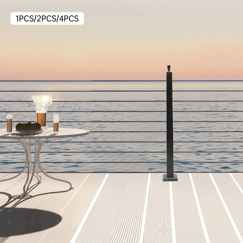 Deck Post Level Post Railing Stainless Steel Sides Level Railing Cable Fence Pre-Drilled Two Square Cable for Wood 36''x2''x2'' Concrete System