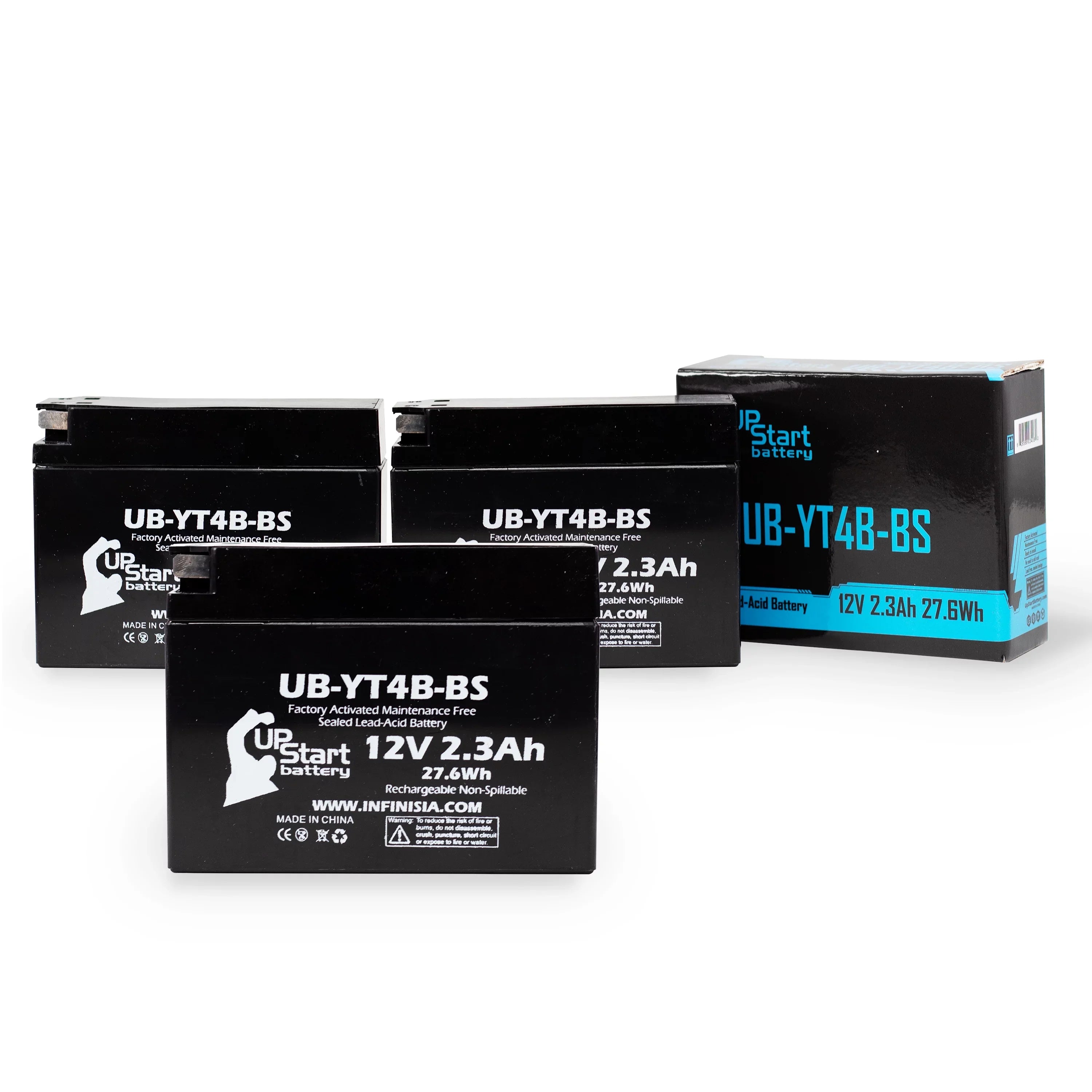 Free, Maintenance Yamaha SR400 for 400CC Activated, Battery Battery UpStart Motorcycle 2008 12V, UB-YT4B-BS - 3-Pack 2.3Ah, Replacement Factory