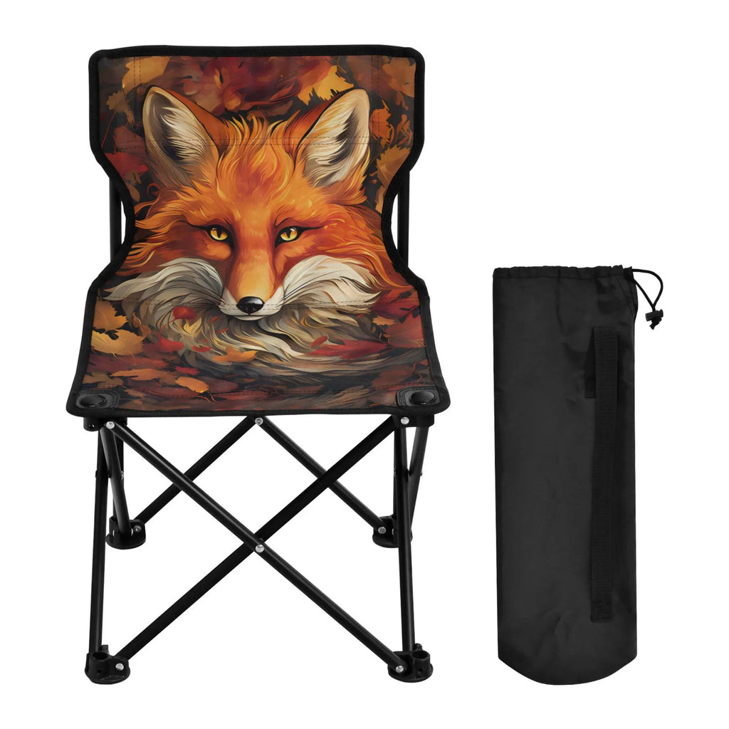 Folding with Outdoor Leaves Autumn Portable Chair Chair Carry Fox with Beach Chair 220LBS Support Chair to Bag Fishing Lawn Camping