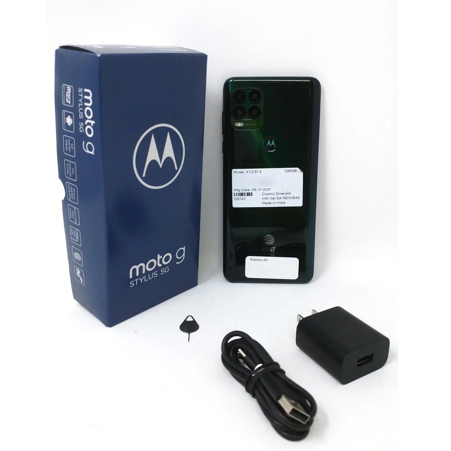 Cosmic XT2131-3 2021 Box 6.8" Phone Motorola 5G Emerald RAM 4GB Open Moto Stylus 128GB - G Unlocked