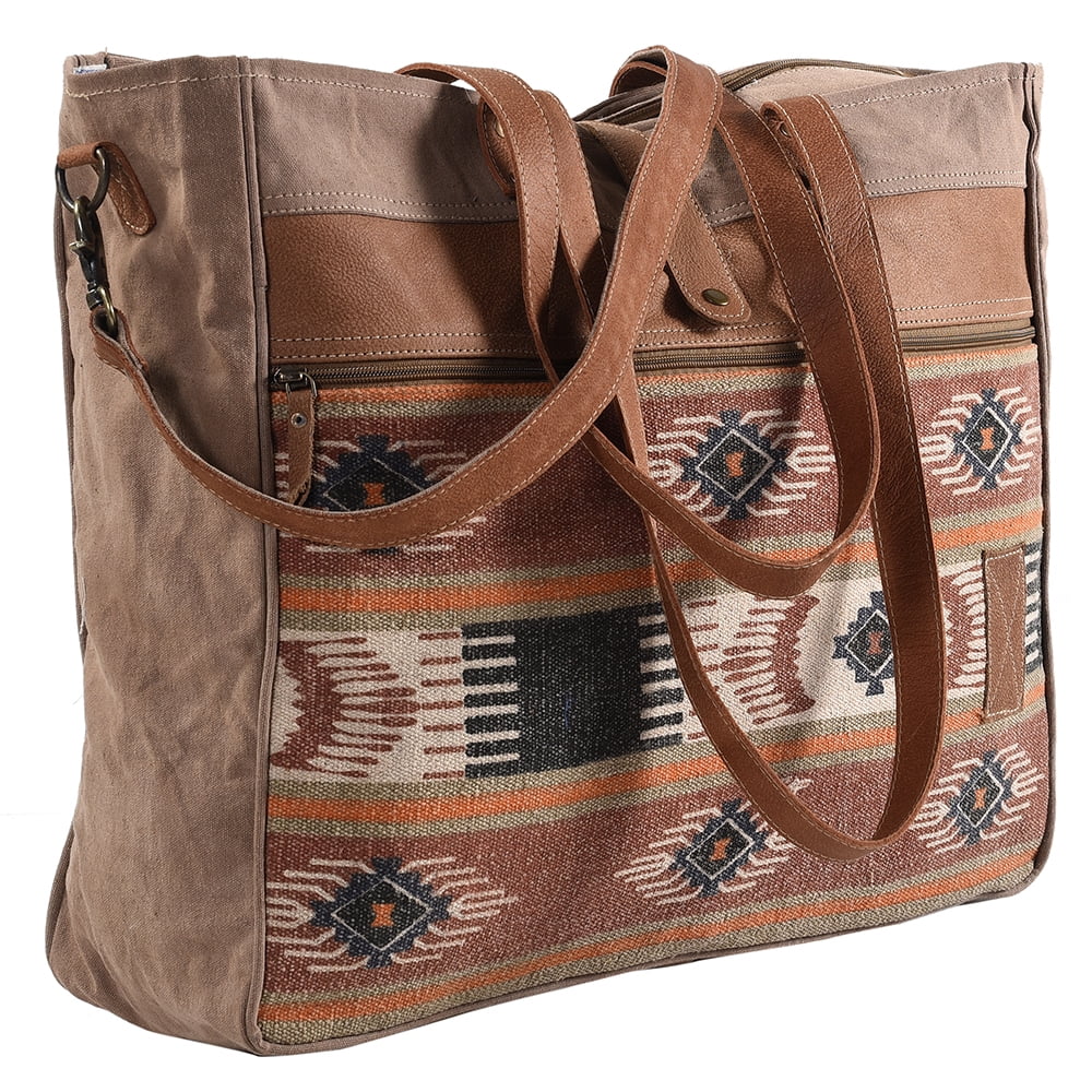 purse Genuine Wool Leather western KB249 OHLAY bag Upcycled handbag TOTE Canvas Upcycled KB women