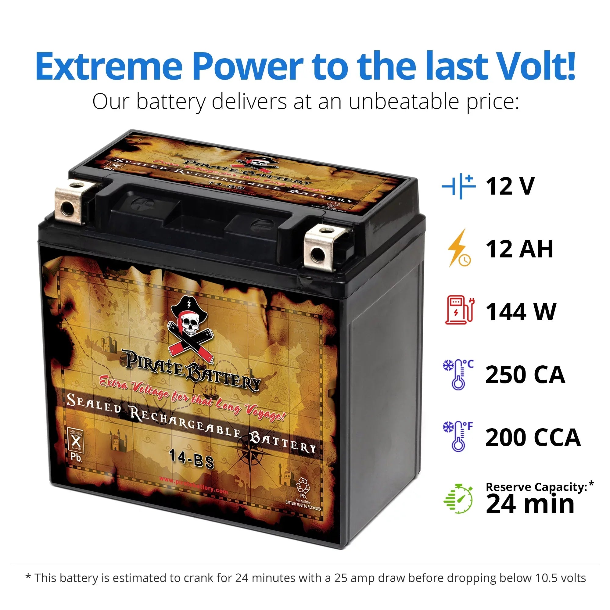 1995 Pirate Battery 800cc B, for Kawasaki Drifter Ah, 200 Vulcan, YTX14-BS E 12 Vn800-a, Motorcycle Battery C, CCA) Classic, (14-BS Volt,12