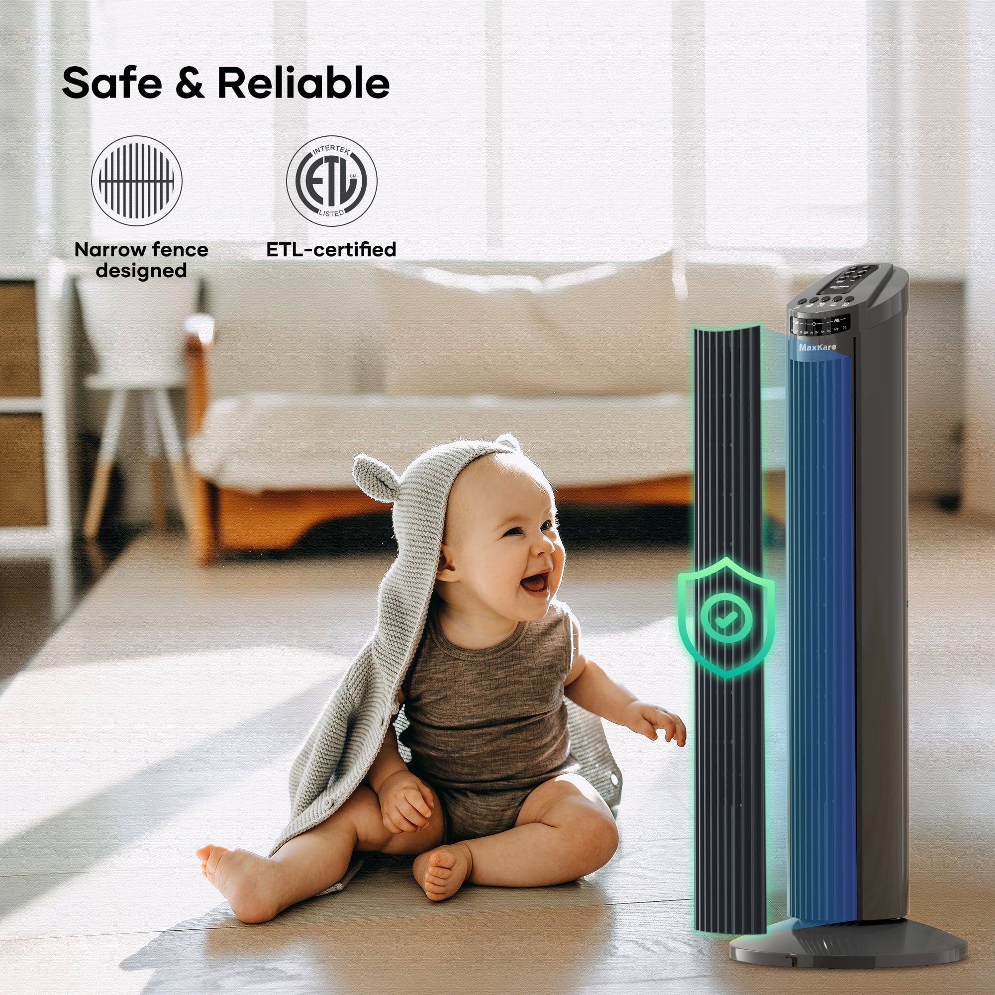 Gray Remote Speeds 3 60dB Wind Dark Fan Control Quiet Modes 30" Fan with Oscillating 120° Fan Bedroom, 3 MaxKare Cooling Tower Timer for