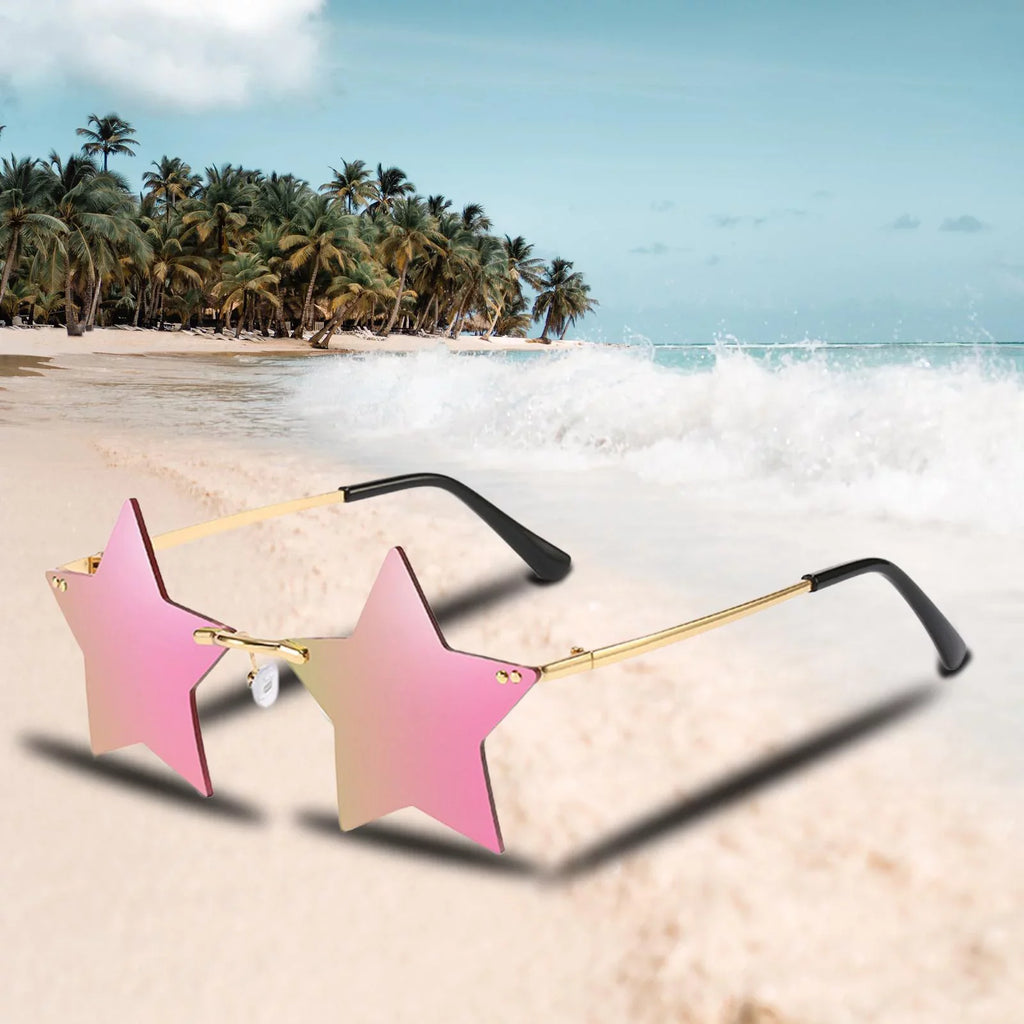Stars Rimless Glasses Women for Sharplace Glasses 6X Trendy Grey Dance Costume Sun