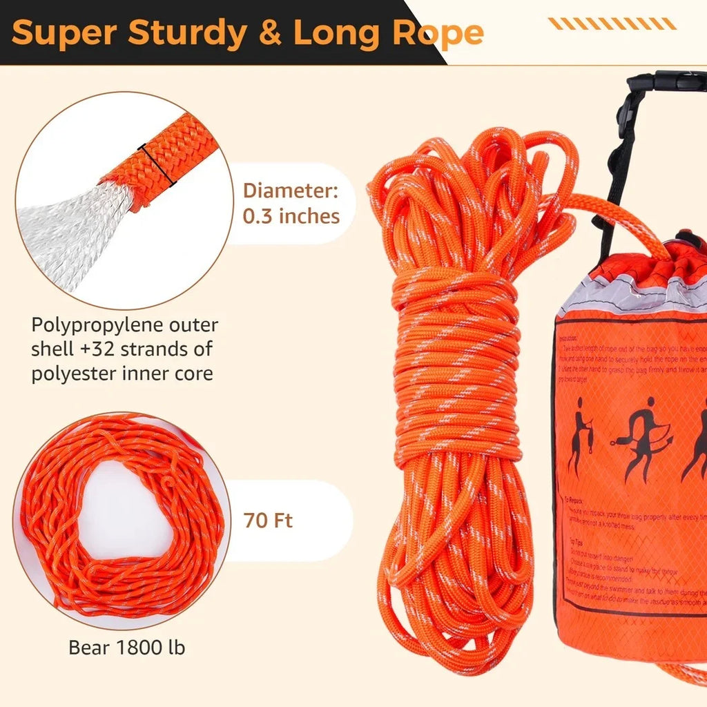 Kayaking Rafting, Rope, Throw Feet of Device for and First for Equipment and with Rescue Aid Water Raft 70 Boat Bag Safety