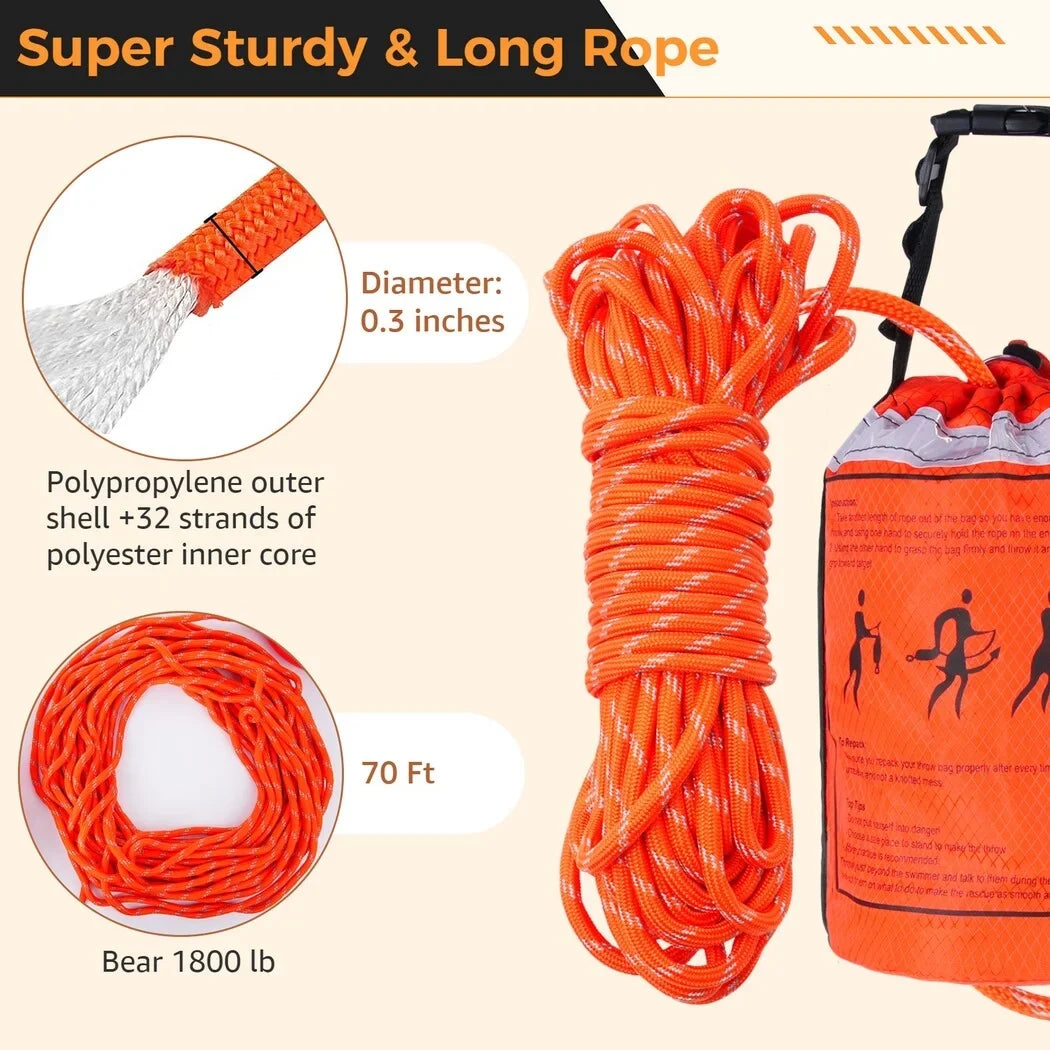 Kayaking Rafting, Rope, Throw Feet of Device for and First for Equipment and with Rescue Aid Water Raft 70 Boat Bag Safety