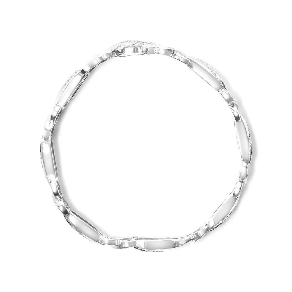 Cttw .925 Bracelet Link of Silver and Clarity) 7" X Womens - Tennis Haus (I-J Diamond cut Brilliance 3/4 Color, Sterling I3 Wave 1 Box Round Clasp
