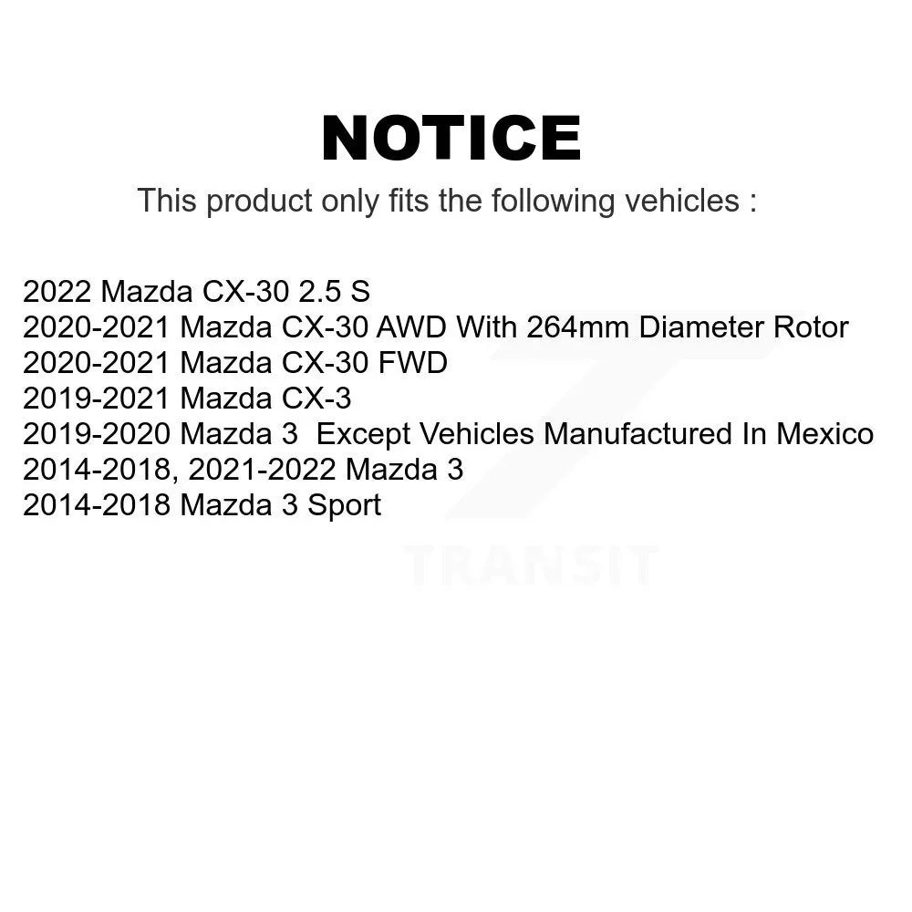 Sport Brake CX-3 Pair 3 Disc Rear K8-100941 CX-30 Rotors Mazda For
