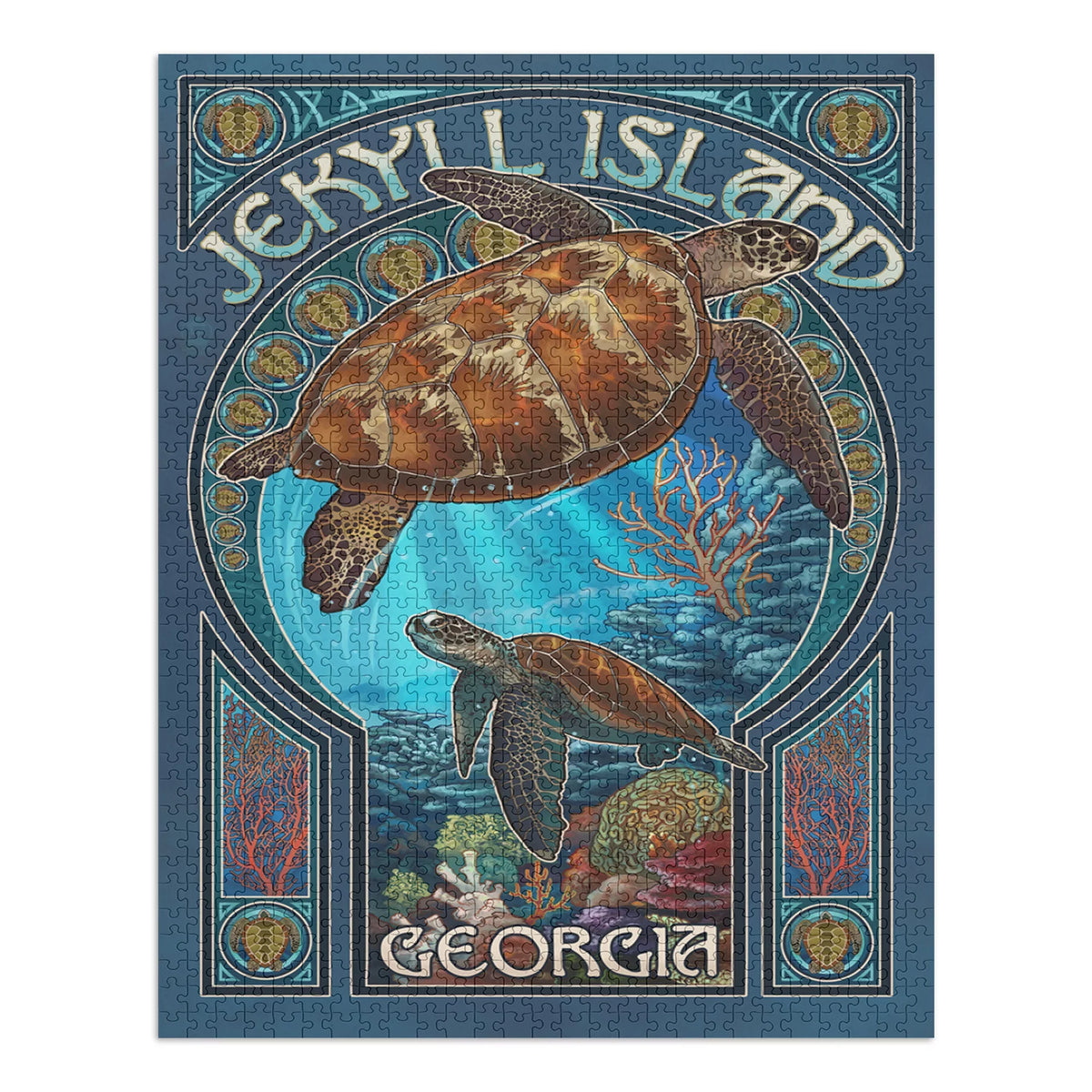Piece for in Art Challenging Made (1000 Family, 19x27, Jekyll USA) Size Adults Puzzle and Island, Turtle Puzzle, Nouveau Georgia, Jigsaw Sea