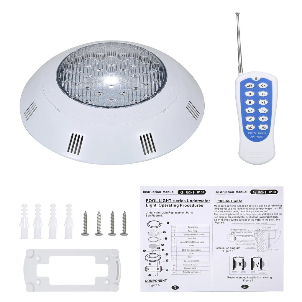 RGB LED Pool IP68 with Swimming Light Remote Waterproof AC12V Pool Changing Control Color 7 45W Underwater Lights Lamp
