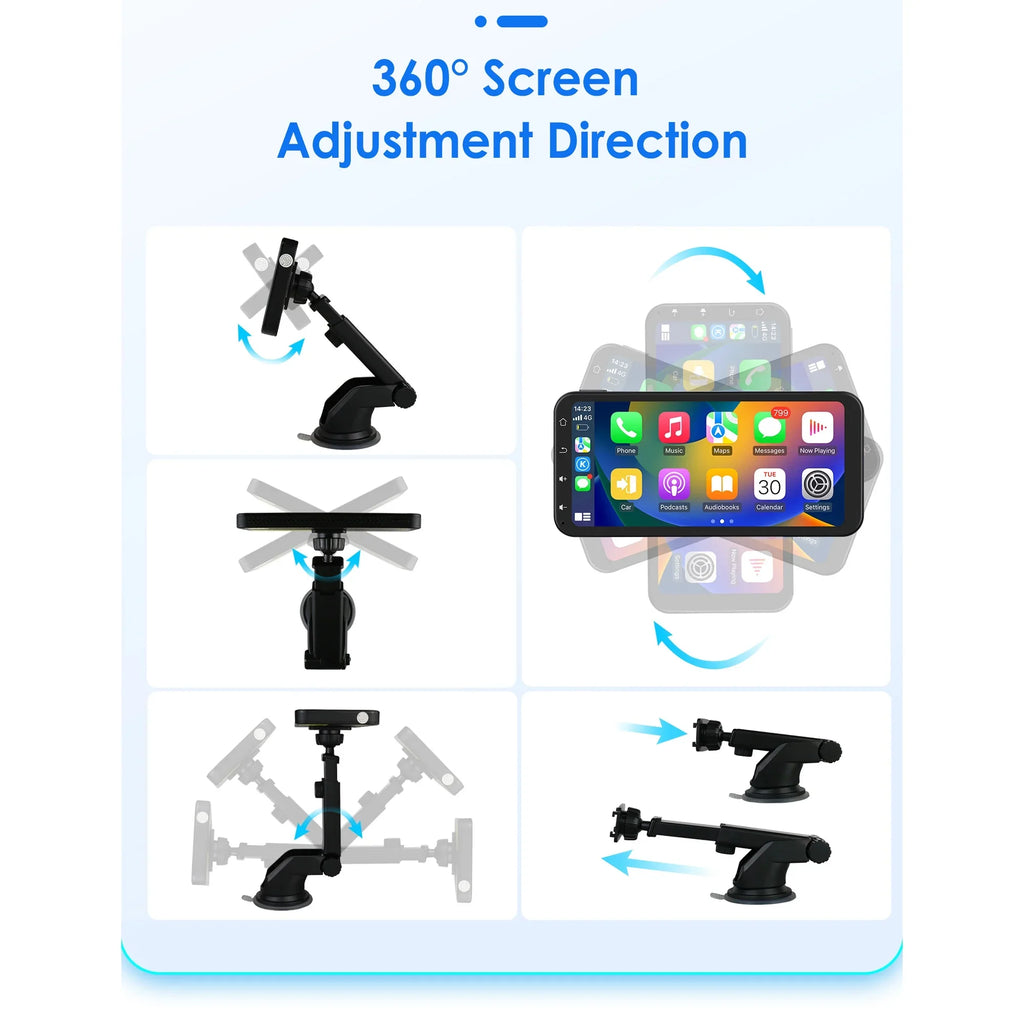 Android With Apple Auto Ossuret Adjustable GPS Camera Receiver Wireless Audio 360° Support Backup Touchscreen Carplay Bluetooth Car Stereo Navigation 6.25" Radio