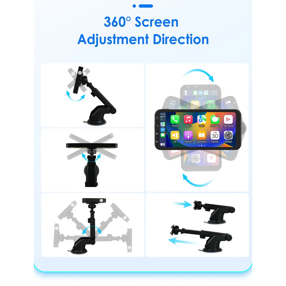Android With Apple Auto Ossuret Adjustable GPS Camera Receiver Wireless Audio 360° Support Backup Touchscreen Carplay Bluetooth Car Stereo Navigation 6.25" Radio