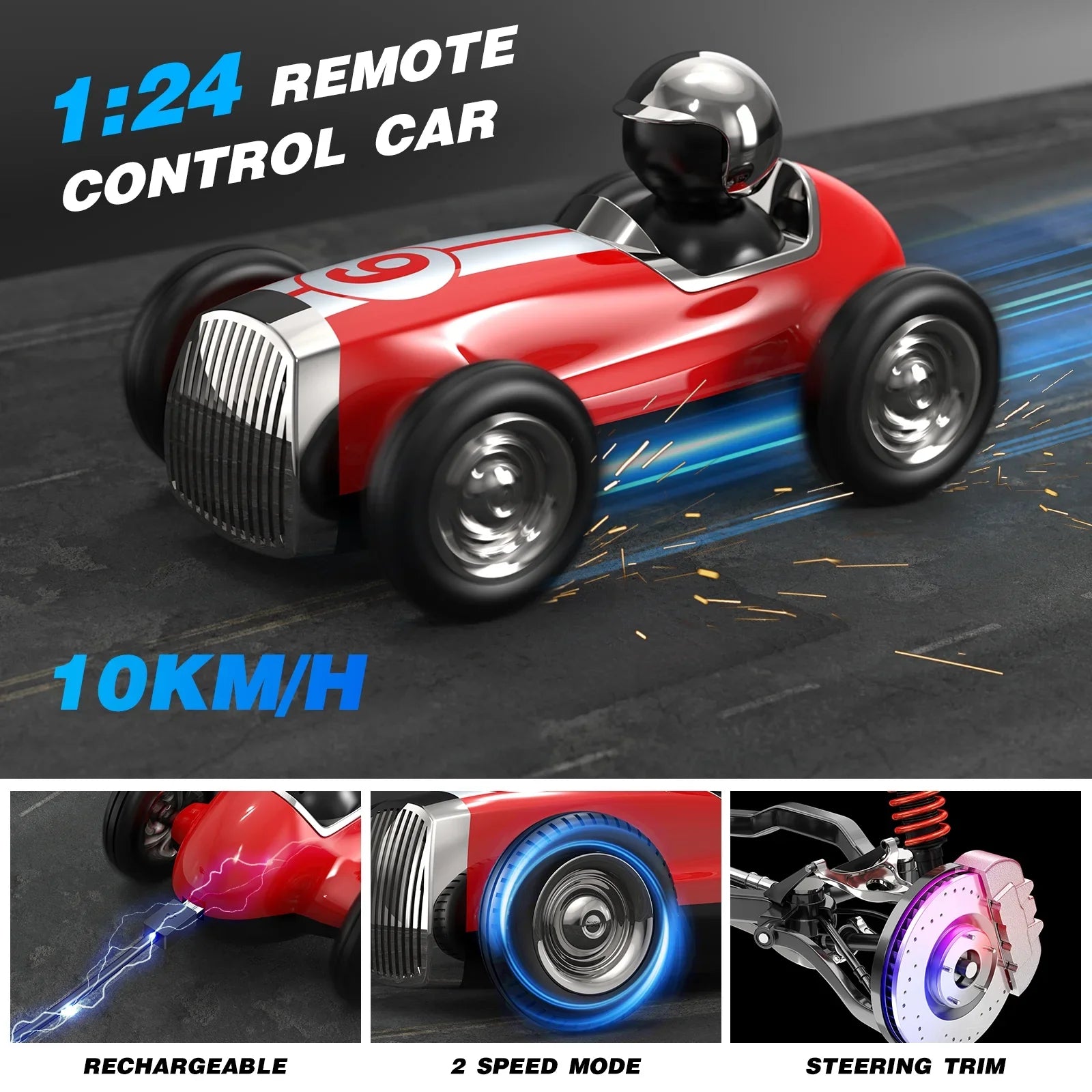 Speed Toys Stunt with RC Red Speaker Mode AUOSHI Bluetooth Gifts, Trucks Control for Music 2 RC Wireless Car Girls Car Fast Car Remote Boys for Kids 2.4GHz RC