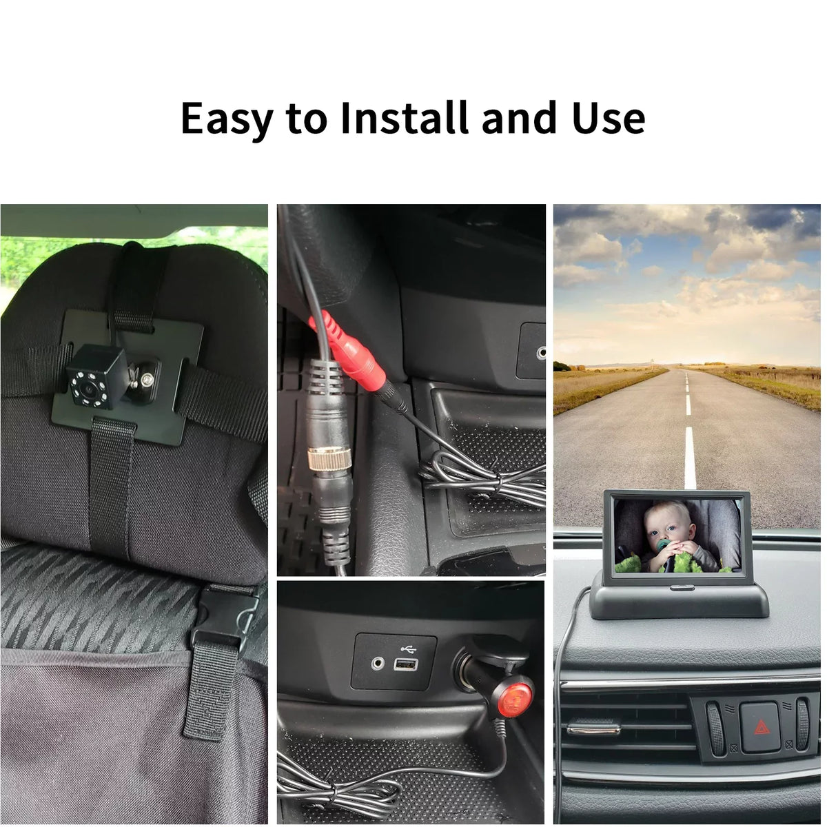 Car Radirus Rear Facing View Crystal Baby Camera, Vision, Infrared Clear Monitor with Seat Ideal for Night