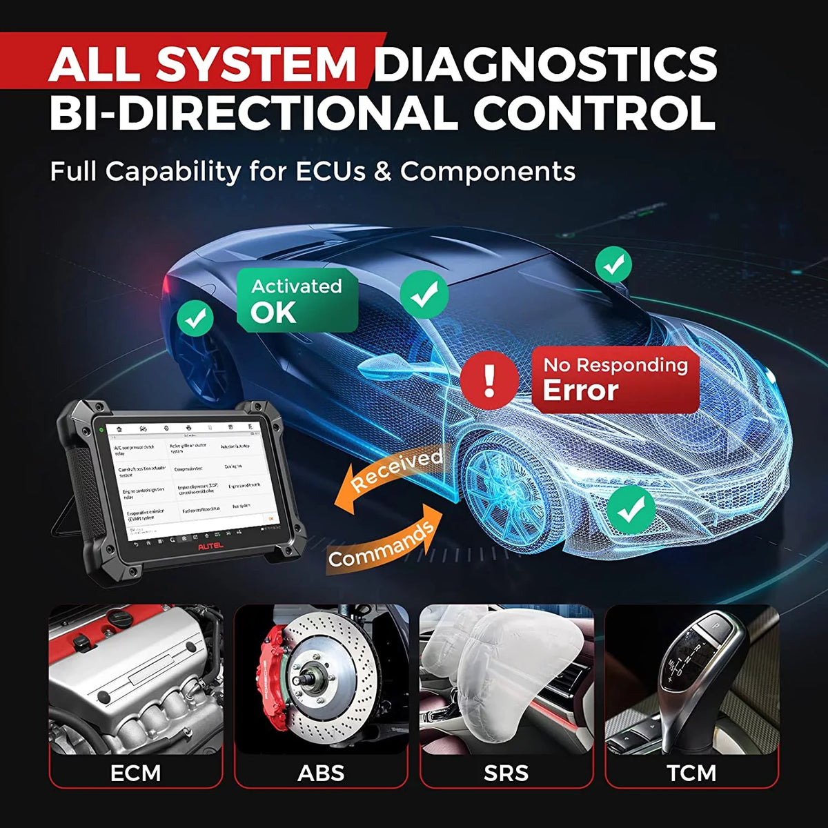 MaxiCOM 2.0 MK908 Car ECU Coding II Pass-Thru, Services,J2534 Diagnostic J2534 Bi-directional, Programming Tool Autel Pro AutoScan 38+ Scan