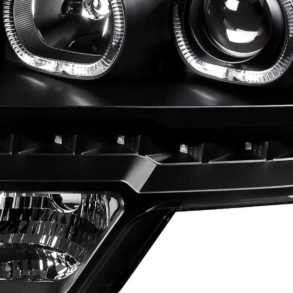 Black Ring] light Truck LED Pickup LED F-150 Headlights Set Halo - 09-14 AKKON Tail + Projector For F150 [Dual