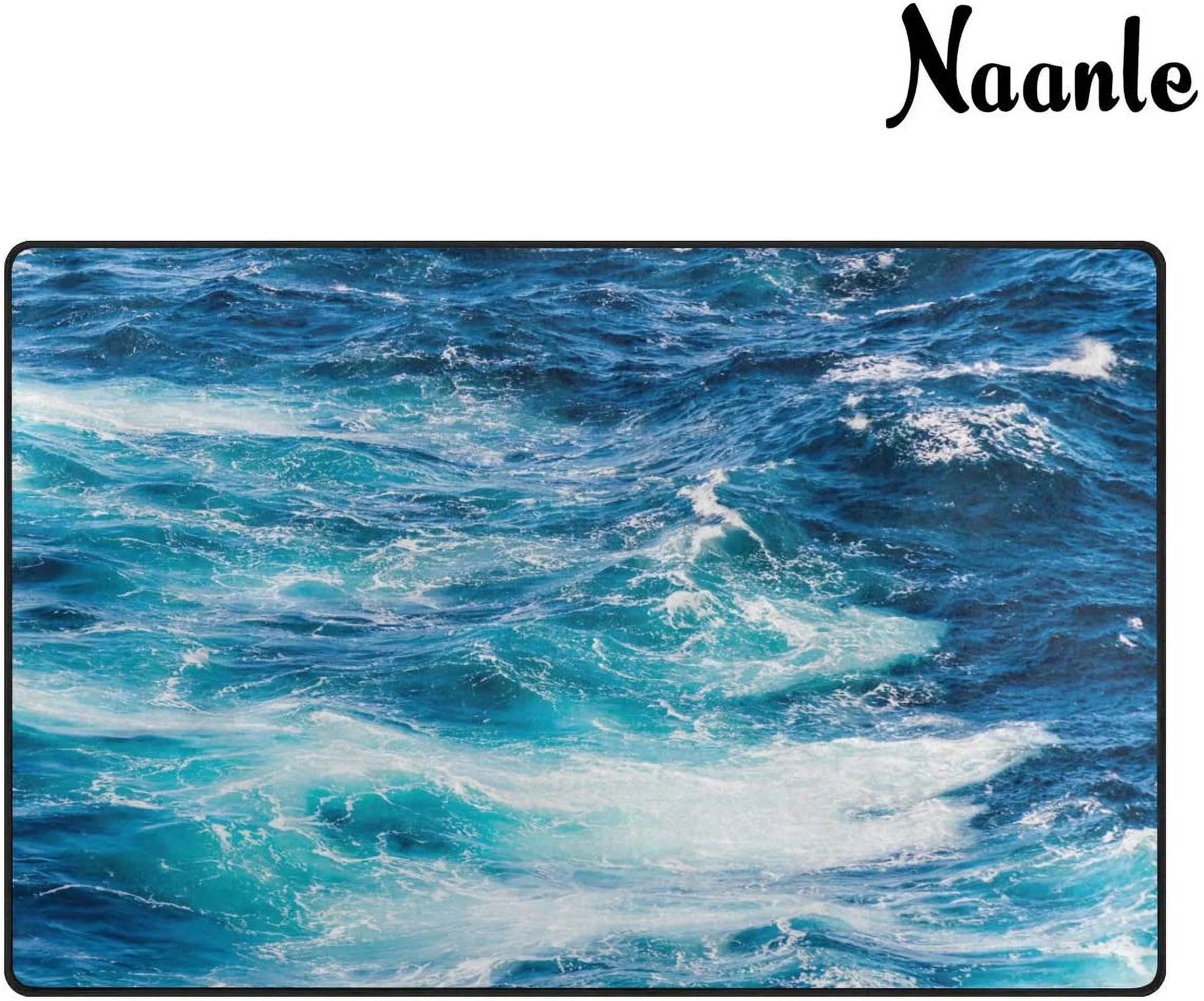 x Inches 63 Floor Non Yoga Ocean Wellsay Nursery Wave for Carpet Sea cm), Slip Dinning Wave Area x Sea Bedroom x Rug Mat 4' Ocean 160 Living / 120 Kitchen, Room Rug 5'(48
