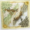 Pre-Owned FERRAGAMO paper Salvatore yellow animal Ferragamo ladies print SALVATORE leopard scarf pattern (Good) muffler silk