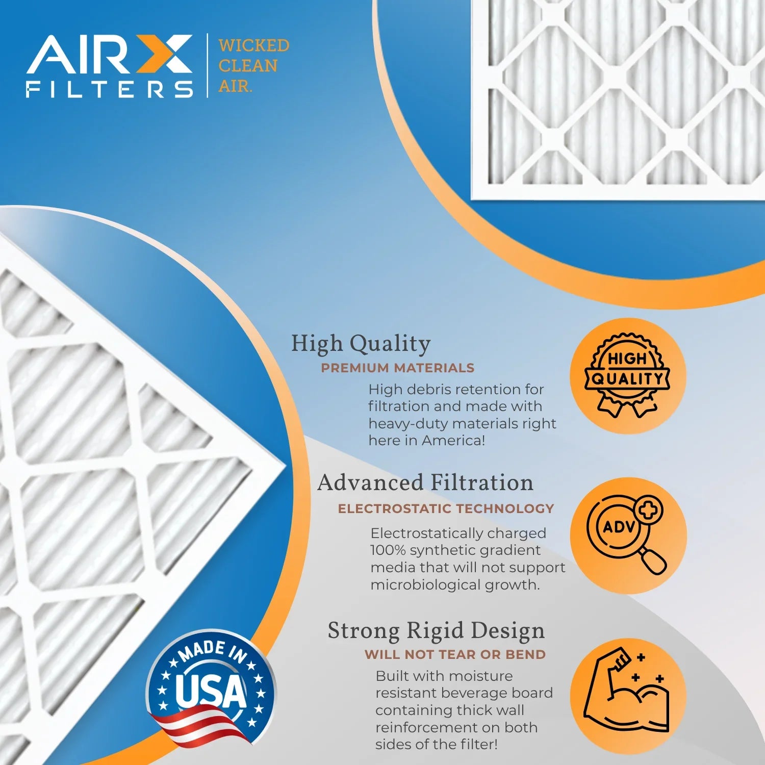 of Pack MPR CLEAN MPR to Filter Comparable 1200 USA by Furnace AIRX MERV 11 FPR Air 12 Rating, Filters in WICKED FILTERS AIR. 14x24x1 & Made 7 1000, -