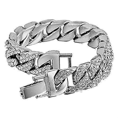 Iced #) Out Wristwatch Mens Dial Rocks Colorful Fully Big Cuban - Shiny RN Silver ST10327 Silver Cuban Out (Silver w/Blinged Bracelet Roman Numerals with R Charles Blue Royal Raymond