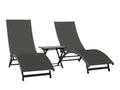 69” and The 3 Chairs Reclining Hamptons Folding Aluminium Table Piece Collection Set Black