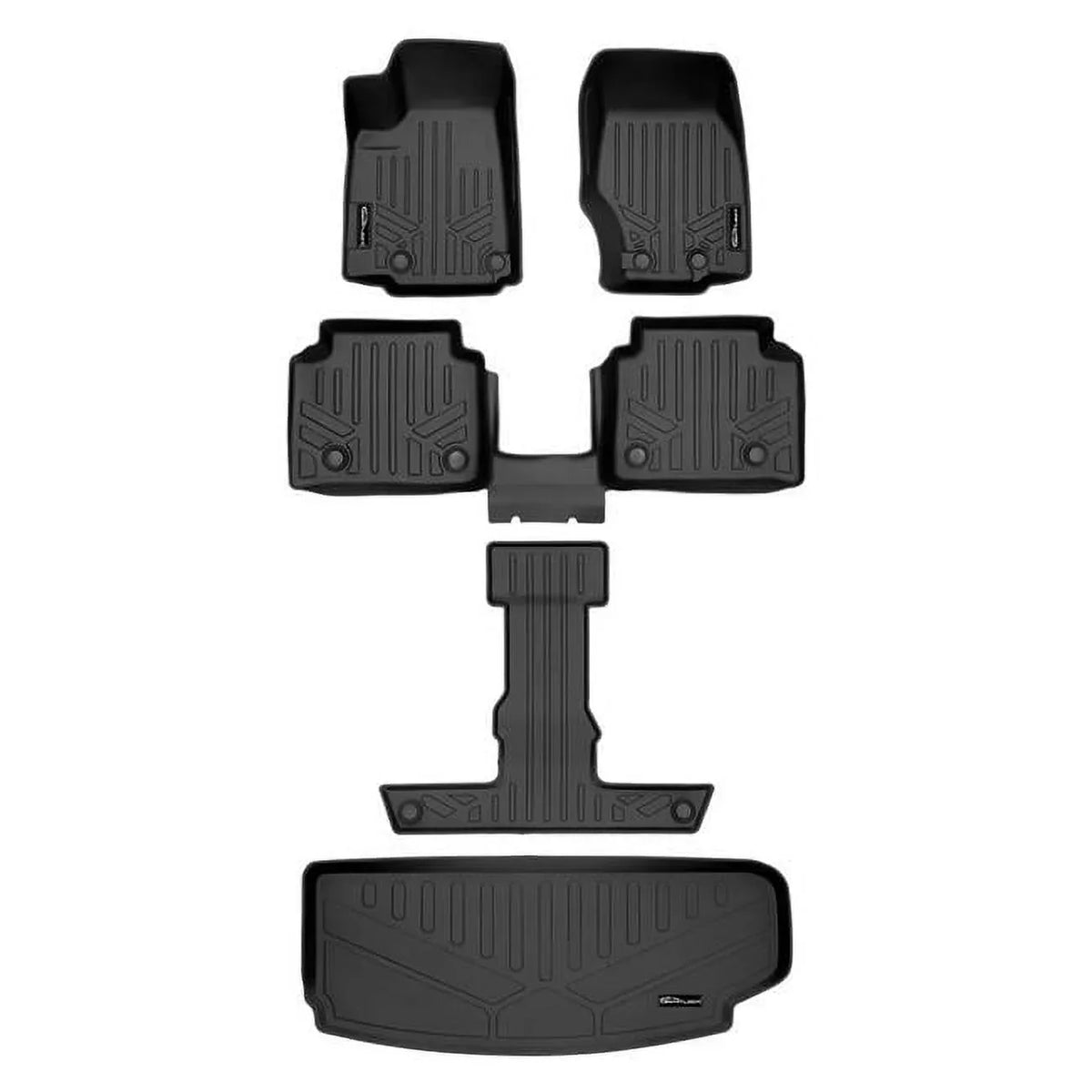 Jeep Fit & Behind SA0568-B0569-C0569-E0568 L, Grand Mat Row Custom for Liner 2021-2023 the Liner Row 3 Black All Cherokee Set Cargo Floor Weather Black 3rd