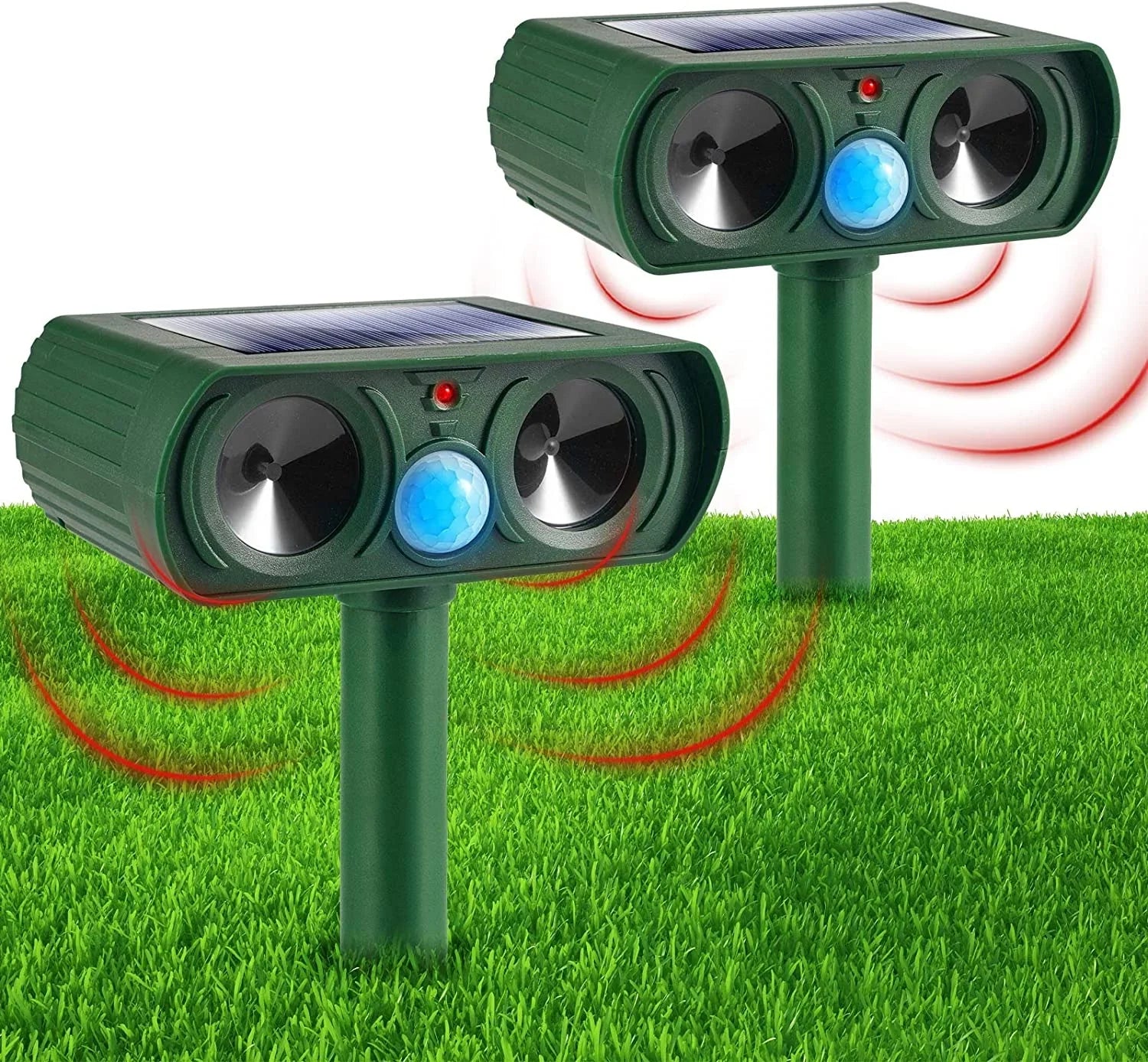PIR Waterproof Sensor Pest Pack Away Animal Flashing Cat Outdoor Dog Repellent Animal Raccoon & Mouse Repeller Deer Ultrasonic Repeller Fox 2 Lights with Solar Keep to Deterrent Animal