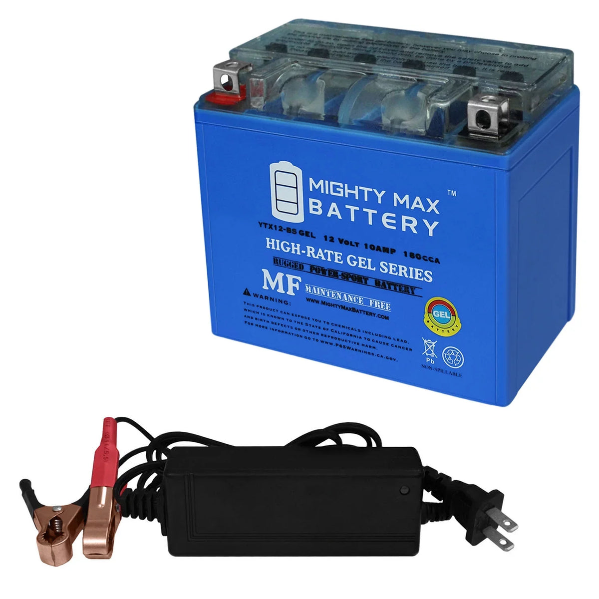 GSX-R1000 12V Battery for 10AH Charger GEL + YTX12-BS 2Amp 12V Suzuki