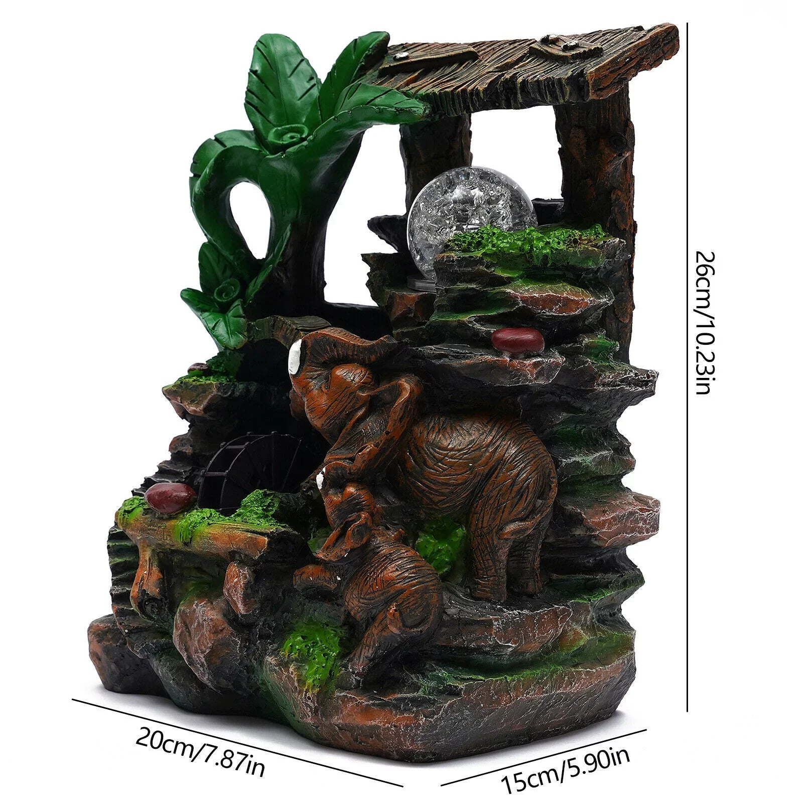 Rockery Feng Home Waterfall Resin Ball Rolling LED Water Shui Decor Tabletop Tabletop Water with Fountain Fengshui Fountain Light LED Indoor Fountain Waterfall