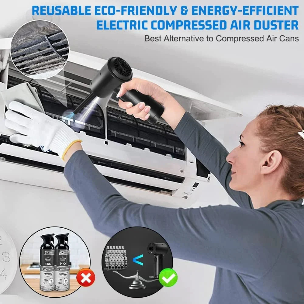 for Duster Gears Cans Good & Electric Duster, Replacement Air 3 100000RPM Air 7600mAh Cleaner Office, Air Reusable Compressed Rechargeable Compressed for Computer Adjustment, Cordless Keyboard
