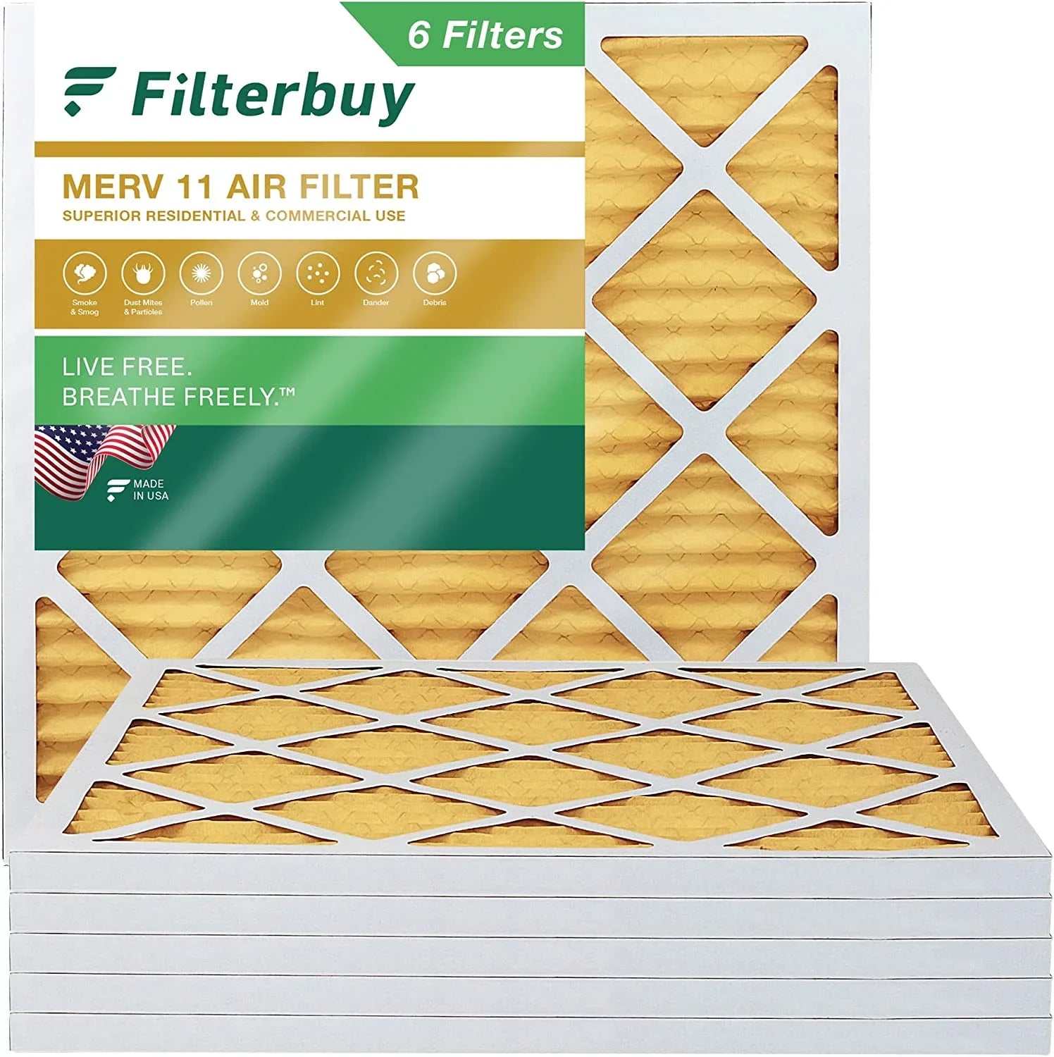 AC Filterbuy MERV Pleated Filters HVAC (6-Pack) 12x12x1 Air Furnace 11