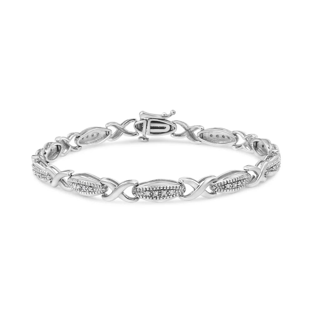 Bracelet Color, Round-Cut 7.50" - Silver .925 (I-J "X" Clarity) 1/5 Diamond Link Cttw Sterling I2-I3 Size