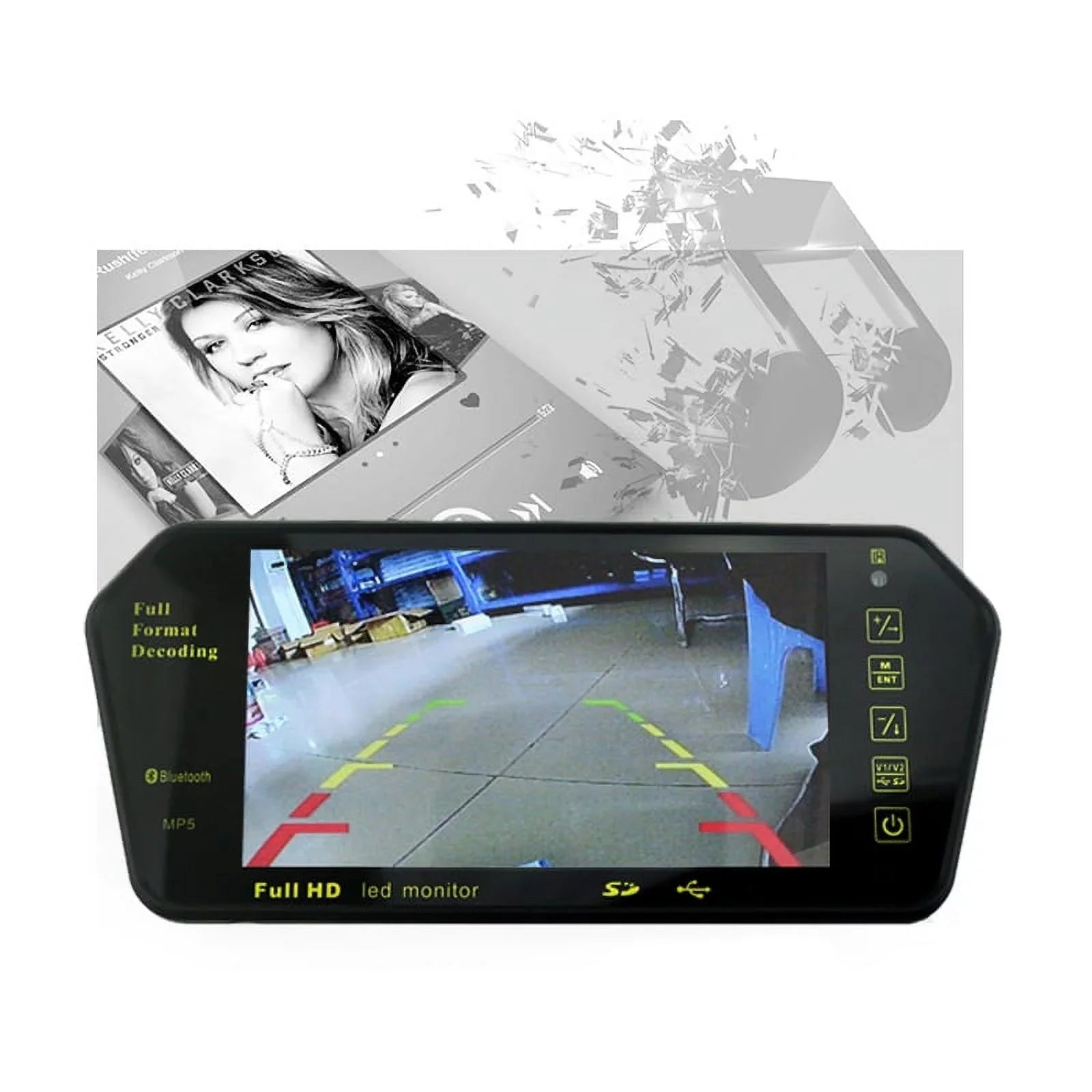 Parking Vision TFT Display View Inch 800*480 Rear USB/SD/FM Mirror System 12-24V MP5 Night Monitor Camera LCD 7 Car Transimitter